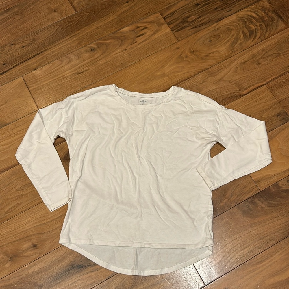 Girls, long sleeve white top, size L (10-12)